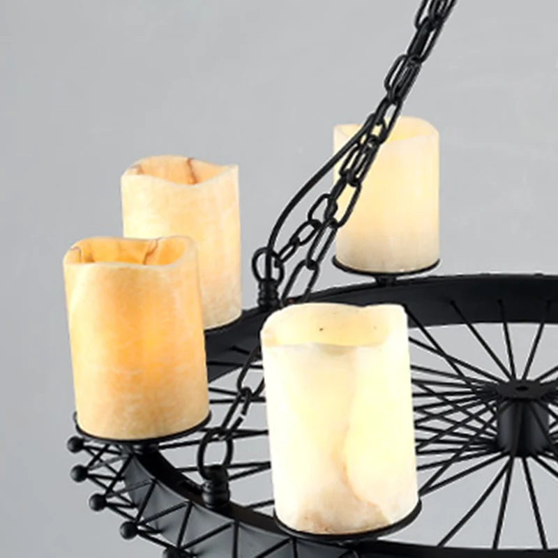 Hars beige hanglamp cilinder 8 lampen traditionele kroonluchter lichtarmatuur voor eetkamer Clearhalo