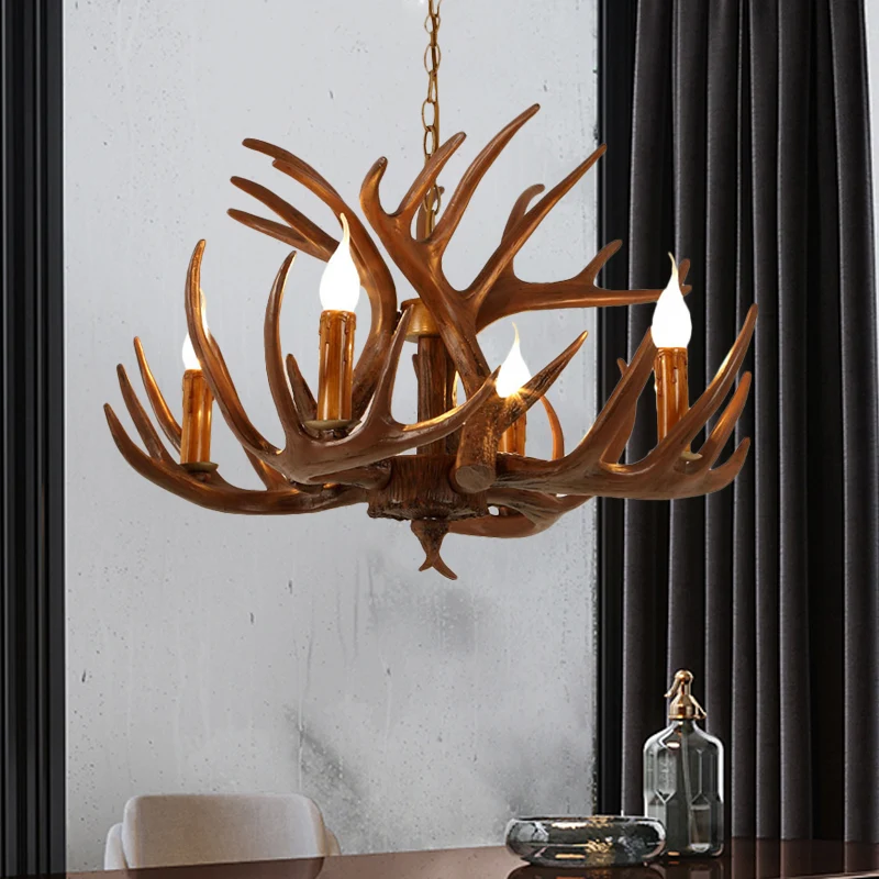 Hars bruine plafondkroonluchter tak 4/6/8 lichten rustieke hangende hanglamp voor restaurant Clearhalo