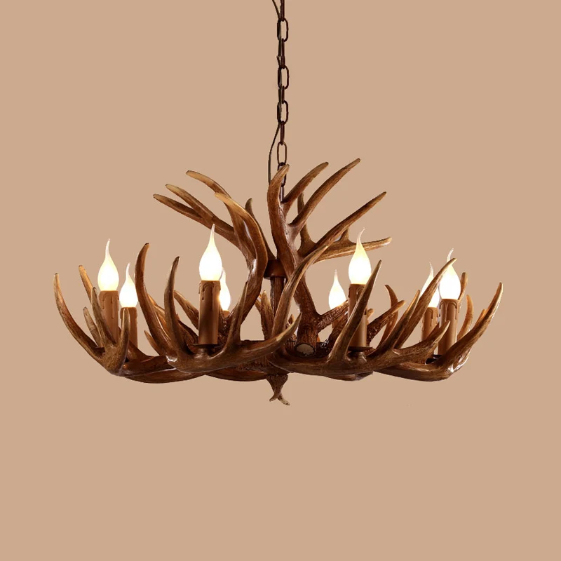 Hars bruine plafondkroonluchter tak 4/6/8 lichten rustieke hangende hanglamp voor restaurant Clearhalo