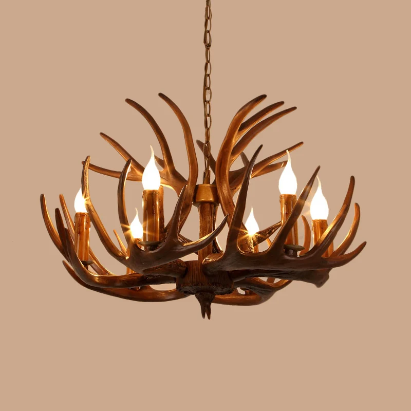 Hars bruine plafondkroonluchter tak 4/6/8 lichten rustieke hangende hanglamp voor restaurant Clearhalo
