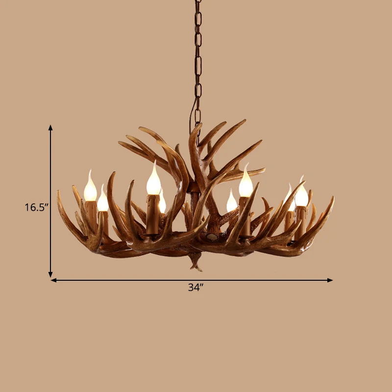 Hars bruine plafondkroonluchter tak 4/6/8 lichten rustieke hangende hanglamp voor restaurant Clearhalo