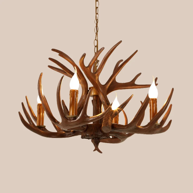 Hars bruine plafondkroonluchter tak 4/6/8 lichten rustieke hangende hanglamp voor restaurant Clearhalo