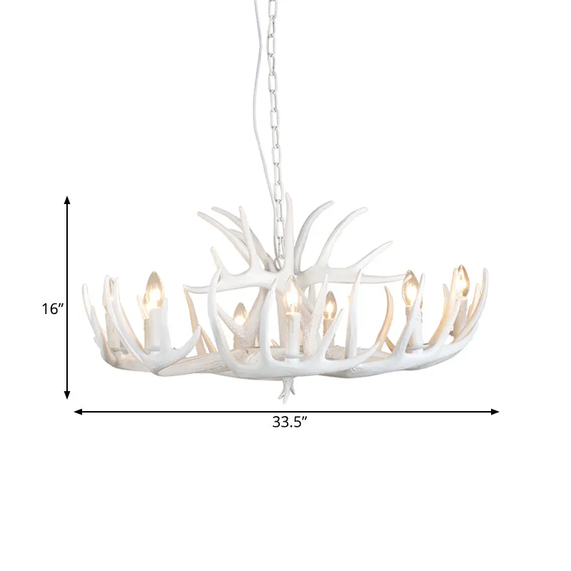 Hars gewei hangende kroonluchter moderne stijl 4/6/9 lichten wit hangend plafondlicht Clearhalo