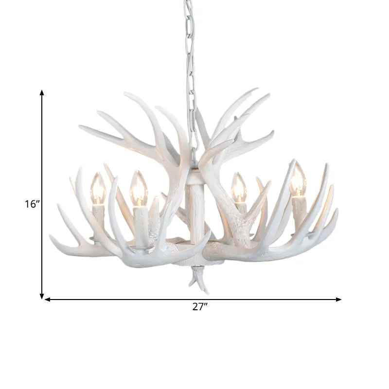 Hars gewei hangende kroonluchter moderne stijl 4/6/9 lichten wit hangend plafondlicht Clearhalo