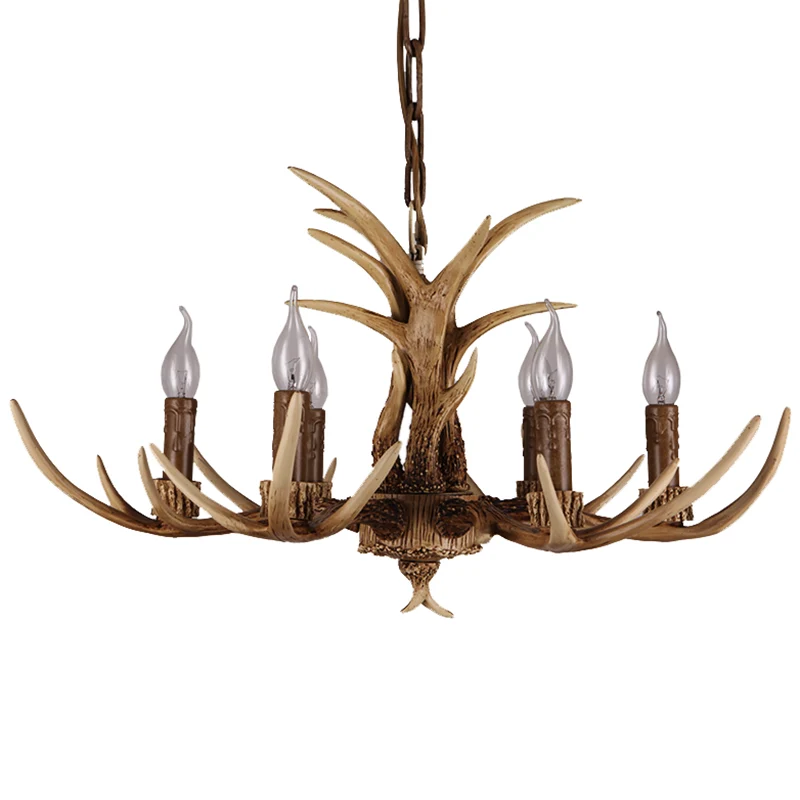 Hars gewei kroonluchter hanglamp Vintage restaurant hanglamp beige Clearhalo