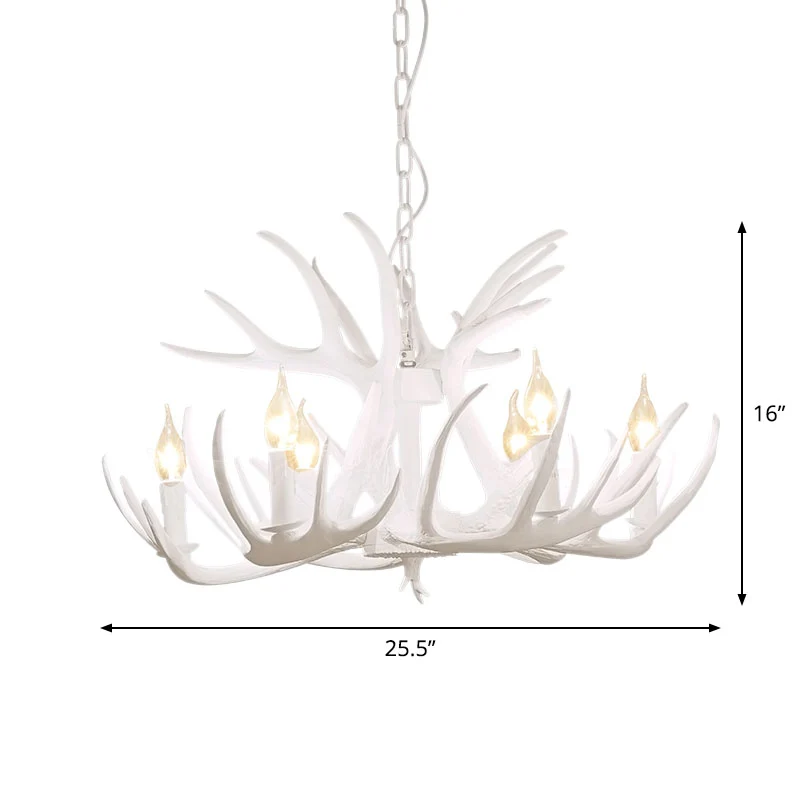 Hars gewei kroonluchter licht retro-stijl woonkamer hanglamp wit Clearhalo