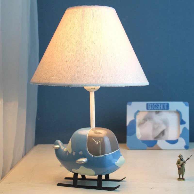 Hars helikopterstudielamp met taps toelopende kap Kleuterschool 1 licht kinderbureaulamp blauw Clearhalo