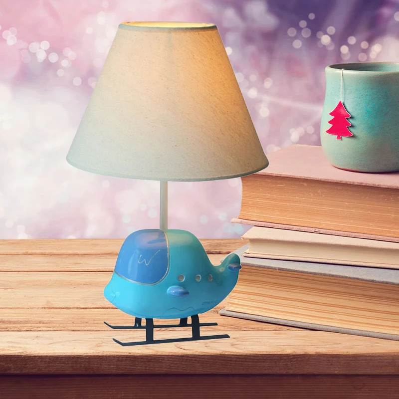 Hars helikopterstudielamp met taps toelopende kap Kleuterschool 1 licht kinderbureaulamp blauw Clearhalo