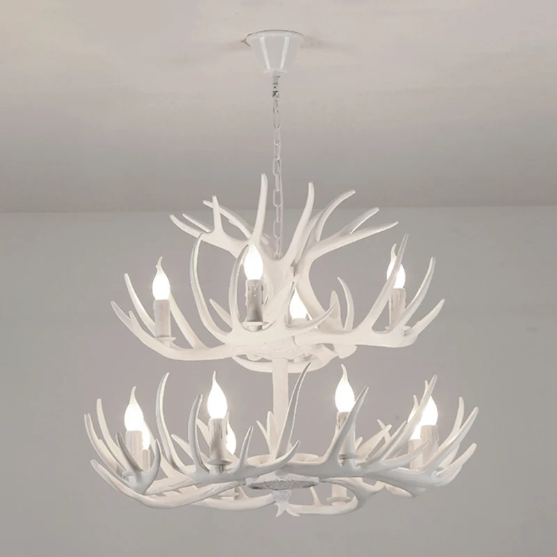 Hars kaars hanglamp landelijke stijl restaurantkroonluchter met gewei-deco Clearhalo