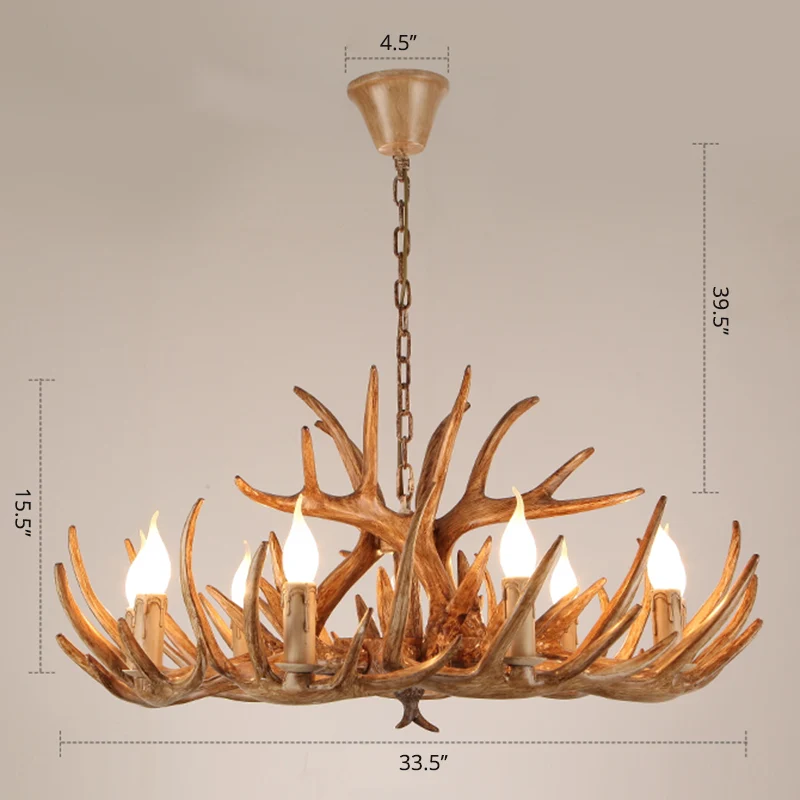 Hars kaars hanglamp landelijke stijl restaurantkroonluchter met gewei-deco Clearhalo