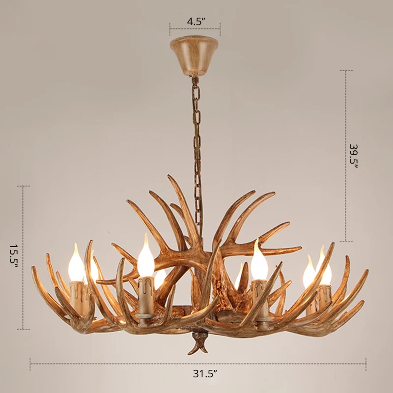 Hars kaars hanglamp landelijke stijl restaurantkroonluchter met gewei-deco Clearhalo
