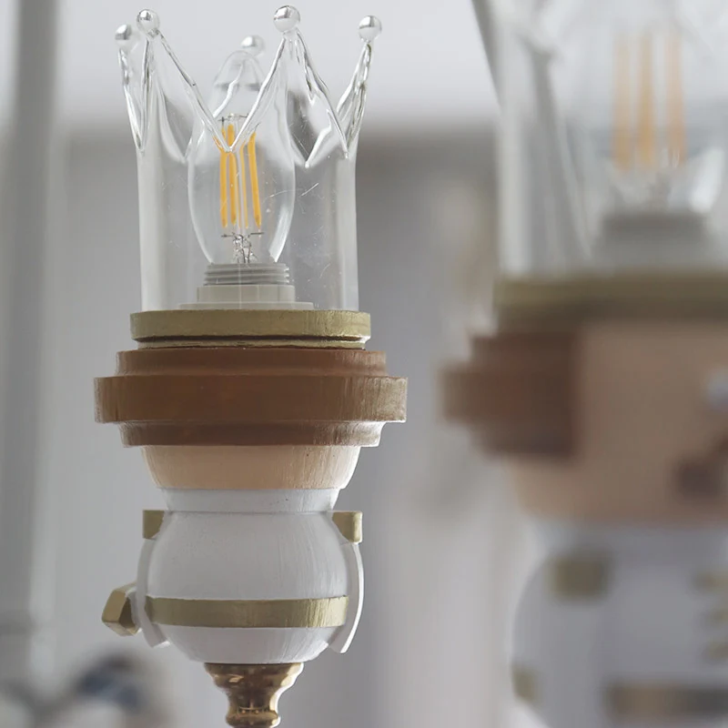 Hars Koning Hanglamp Cartoon 3 Lichten Hangende Kroonluchter Wit voor Kinderslaapkamer Clearhalo