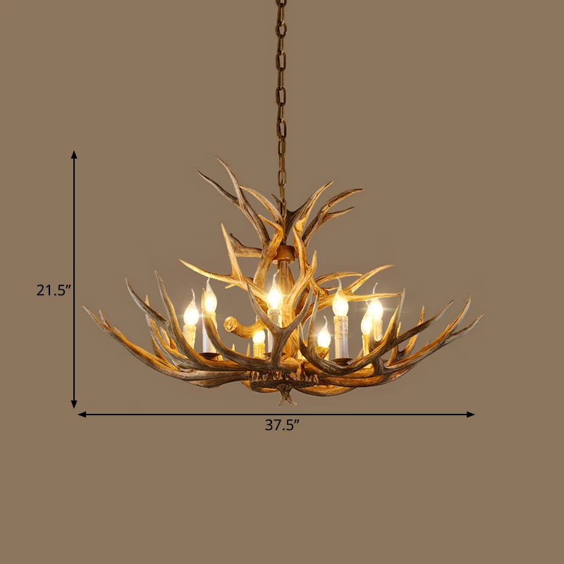 Hars Tak Hanger Kroonluchter Rustiek 6/8/12 Lampen 16 "/17"/21,5 "brede Slaapkamer Hangende Plafondlamp Bruin Clearhalo