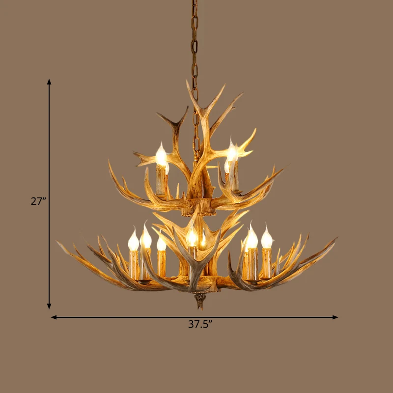 Hars Tak Hanger Kroonluchter Rustiek 6/8/12 Lampen 16 "/17"/21,5 "brede Slaapkamer Hangende Plafondlamp Bruin Clearhalo