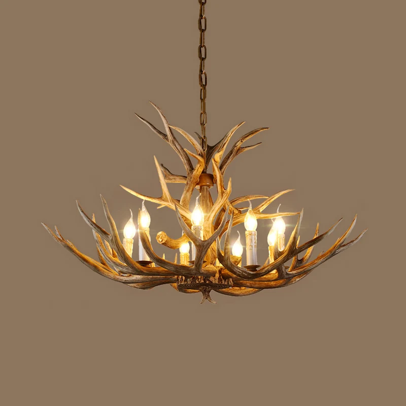 Hars Tak Hanger Kroonluchter Rustiek 6/8/12 Lampen 16 "/17"/21,5 "brede Slaapkamer Hangende Plafondlamp Bruin Clearhalo