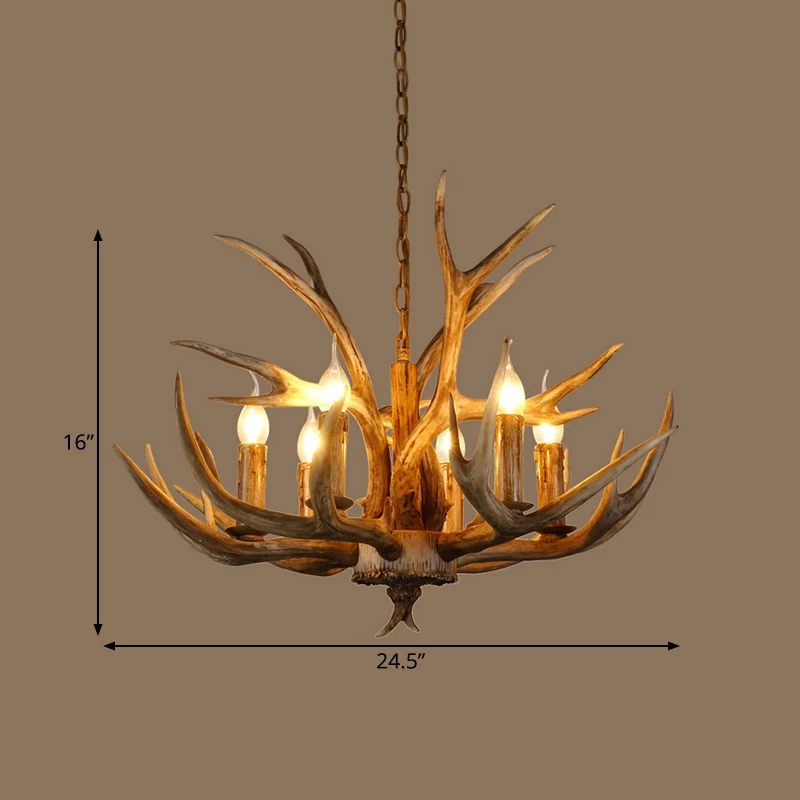 Hars Tak Hanger Kroonluchter Rustiek 6/8/12 Lampen 16 "/17"/21,5 "brede Slaapkamer Hangende Plafondlamp Bruin Clearhalo