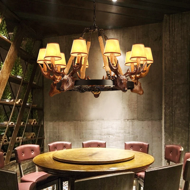 Hars taps toelopende schaduw kroonluchterlamp landelijk 10-koppig restaurant hangend plafondlicht zwart Clearhalo