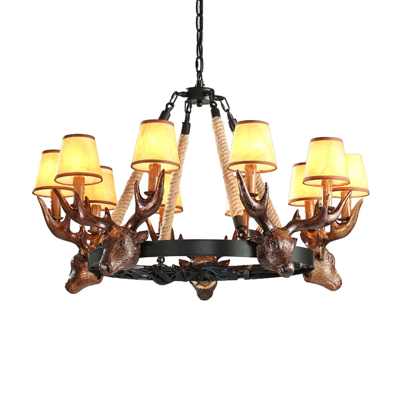 Hars taps toelopende schaduw kroonluchterlamp landelijk 10-koppig restaurant hangend plafondlicht zwart Clearhalo