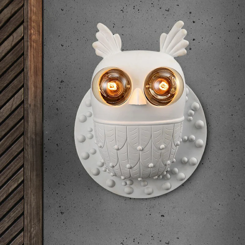 Hars uilvormige wandlamp armatuur cartoon 2-lichts witte wandmontage verlichting voor gangpad Clearhalo