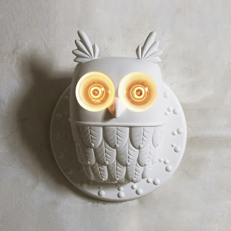 Hars uilvormige wandlamp armatuur cartoon 2-lichts witte wandmontage verlichting voor gangpad Clearhalo