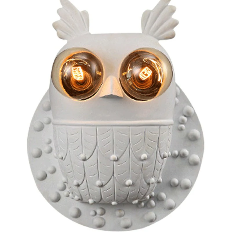 Hars uilvormige wandlamp armatuur cartoon 2-lichts witte wandmontage verlichting voor gangpad Clearhalo