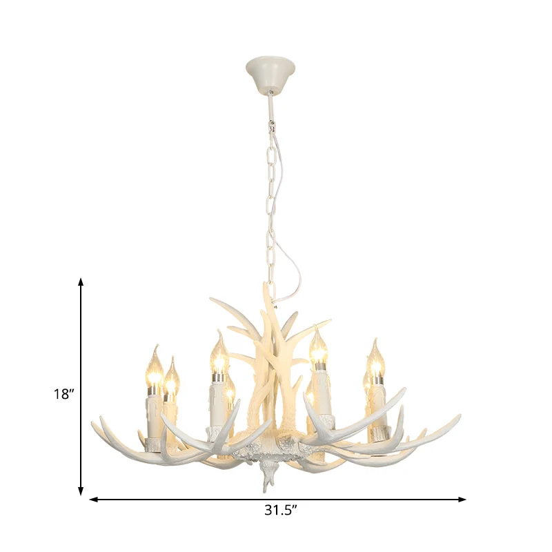 Hars witte hangende kroonluchter kaars 4/8 lampen traditionele hanglamp voor slaapkamer Clearhalo