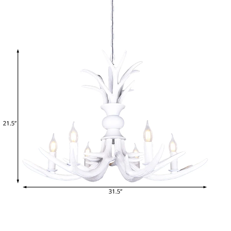 Hars witte hangende kroonluchter kaarsvorm 6/8 lampen rustieke hanglamp voor restaurant Clearhalo