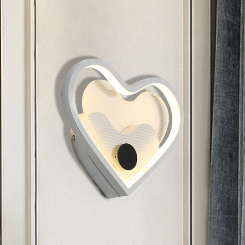 Hart/wolk wandverlichting Scandinavisch acryl zwart/wit LED-wandgemonteerd lichtarmatuur voor slaapkamer Clearhalo