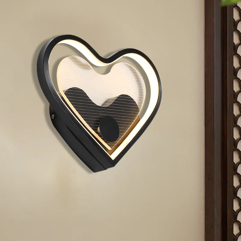 Hart/wolk wandverlichting Scandinavisch acryl zwart/wit LED-wandgemonteerd lichtarmatuur voor slaapkamer Clearhalo