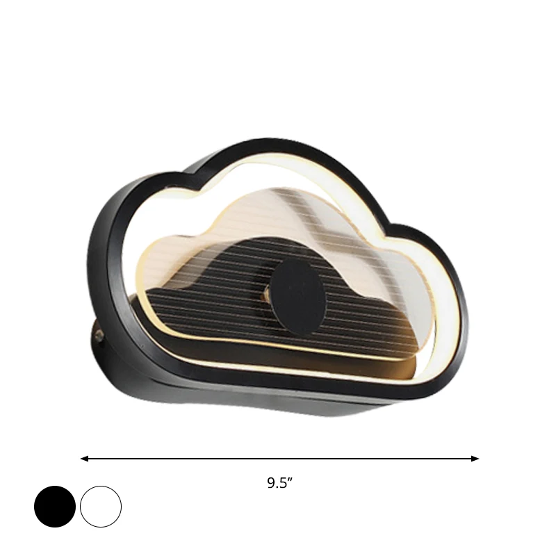 Hart/wolk wandverlichting Scandinavisch acryl zwart/wit LED-wandgemonteerd lichtarmatuur voor slaapkamer Clearhalo