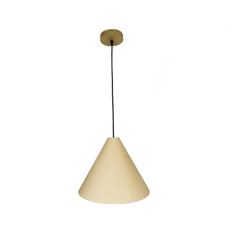 1 Head Cafe Suspension Lamp Landelijk Rood/Beige Hanglamp met conische houten kap, 10"/13" breed Clearhalo