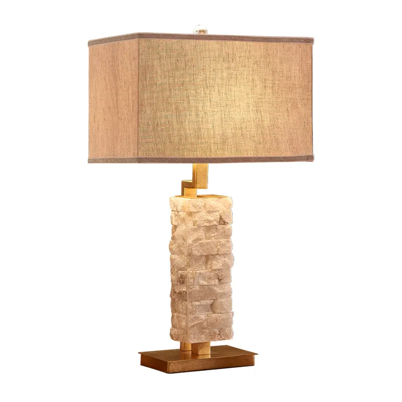 1 Head Stone Night Stand Light Traditionele vlaskleurige rechthoekige eetkamertafellamp met stoffen kap Clearhalo