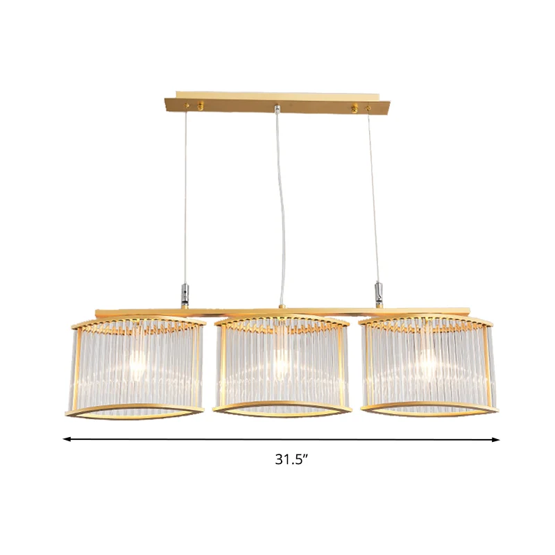 3 Heads Crystal Rod Island Light Postmoderne gouden ovale eetkamer hanglamp Clearhalo