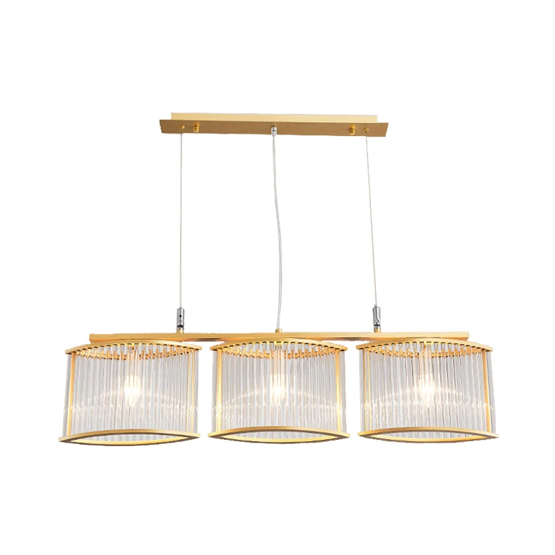 3 Heads Crystal Rod Island Light Postmoderne gouden ovale eetkamer hanglamp Clearhalo