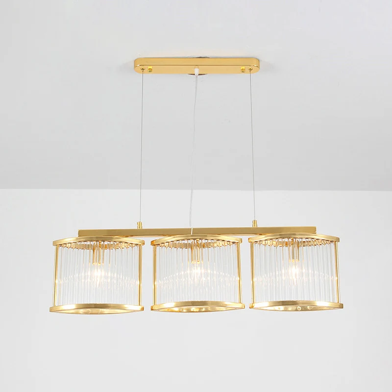3 Heads Crystal Rod Island Light Postmoderne gouden ovale eetkamer hanglamp Clearhalo