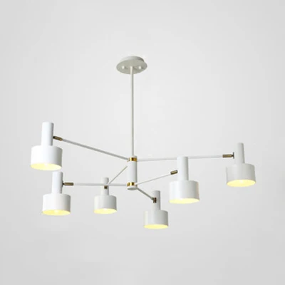 Hedendaagse cilinderschaduwkroonluchter Metaal 6-lichts monochrome hanglamp voor hotel Clearhalo
