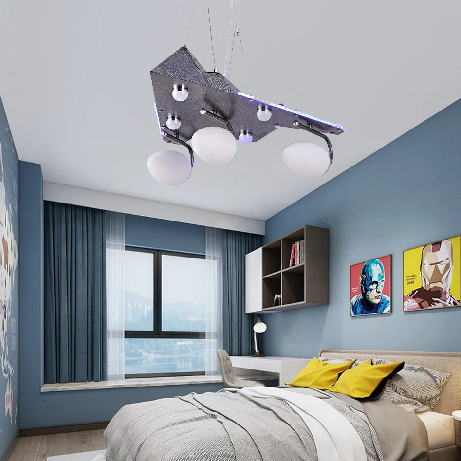 Hedendaagse Delta Wing hangende lichte metalen kroonluchter grijs voor Game Room Clearhalo