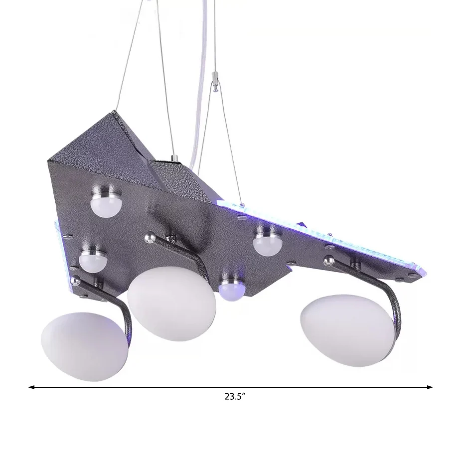 Hedendaagse Delta Wing hangende lichte metalen kroonluchter grijs voor Game Room Clearhalo
