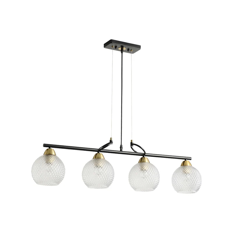 Hedendaagse Global Hangende Kroonluchter Helder/Prismatisch Glas 3/4 Lampen Eetzaal Hanglampenset Zwart Clearhalo