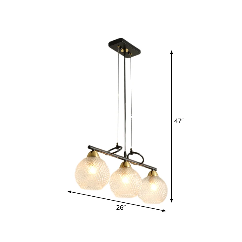 Hedendaagse Global Hangende Kroonluchter Helder/Prismatisch Glas 3/4 Lampen Eetzaal Hanglampenset Zwart Clearhalo