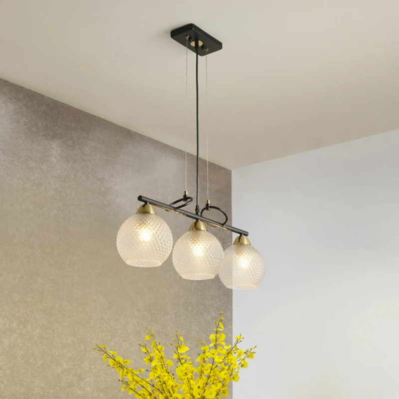 Hedendaagse Global Hangende Kroonluchter Helder/Prismatisch Glas 3/4 Lampen Eetzaal Hanglampenset Zwart Clearhalo