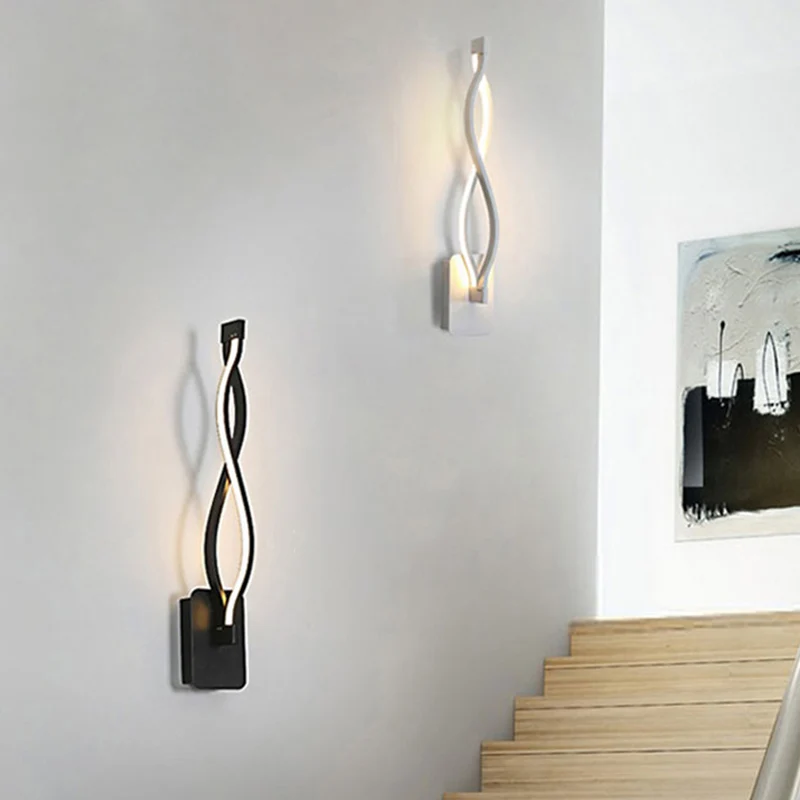 Hedendaagse LED-wandverlichting Zwart/wit ronde schanslamp met acrylkap, warm/wit licht Clearhalo