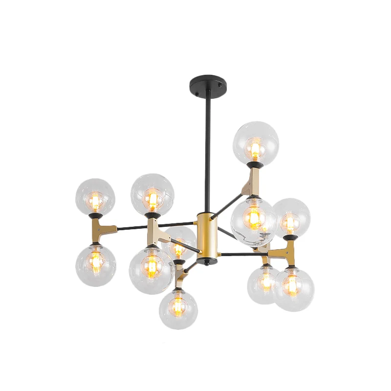 Hedendaagse Modo G9 hanglamp 12-lichts metalen kroonluchter goud voor hotel Clearhalo