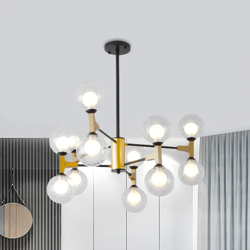 Hedendaagse Modo G9 hanglamp 12-lichts metalen kroonluchter goud voor hotel Clearhalo