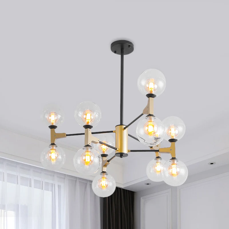 Hedendaagse Modo G9 hanglamp 12-lichts metalen kroonluchter goud voor hotel Clearhalo