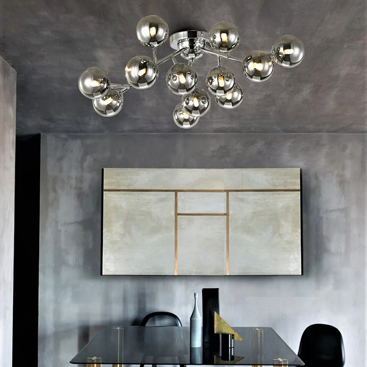 Hedendaagse Modo G9 plafondlamp glas en metaal 12-lichts semi-inbouwlamp voor woonkamer Clearhalo