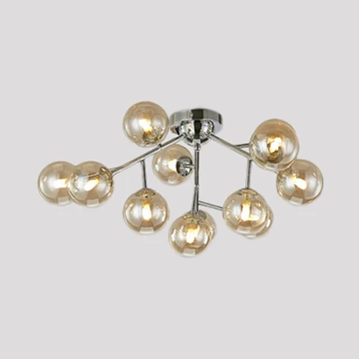 Hedendaagse Modo G9 plafondlamp glas en metaal 12-lichts semi-inbouwlamp voor woonkamer Clearhalo