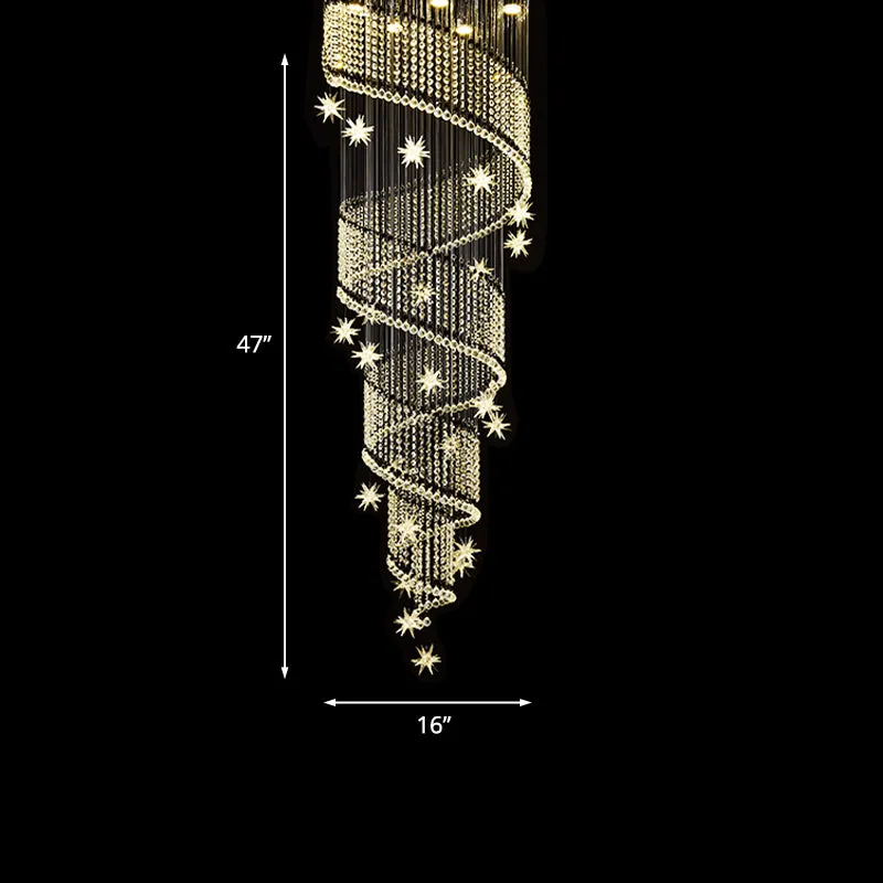 Hedendaagse spiraalvormige multi-plafondlamp 4 koppen Heldere kristallen kraal-ophanglamp voor trappen Clearhalo