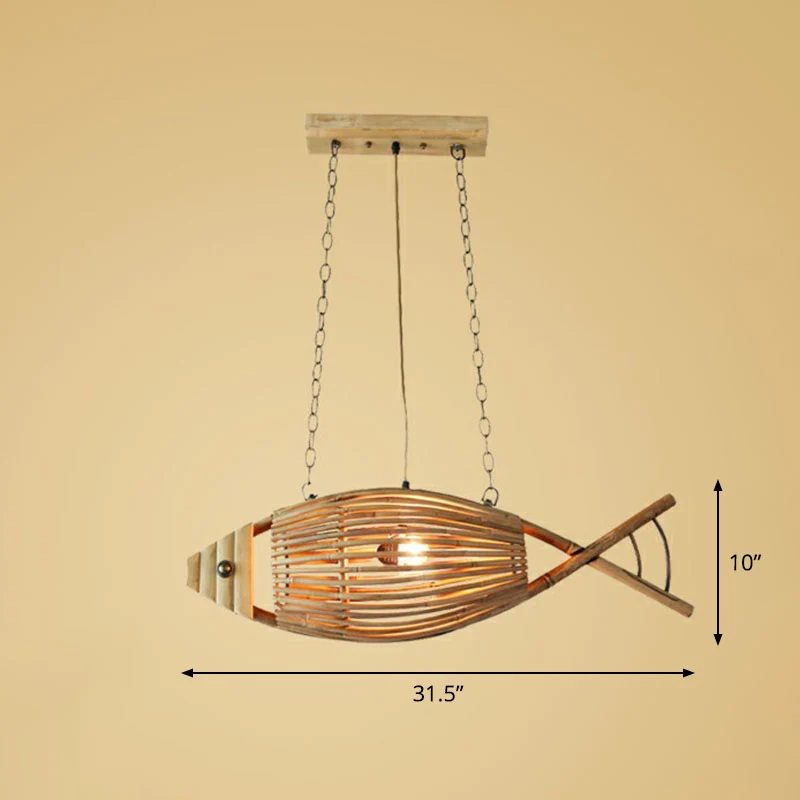 Hedendaagse viskroonluchter hanglamp bamboe theesalon hangende verlichting hout Clearhalo
