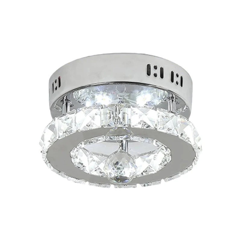 Helder afgeschuinde kristallen roestvrijstalen semi-inbouw ronde LED-moderne verlichtingsarmatuur wit/warm licht Clearhalo
